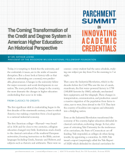 The Coming Transformation of the Credit and Degree System in