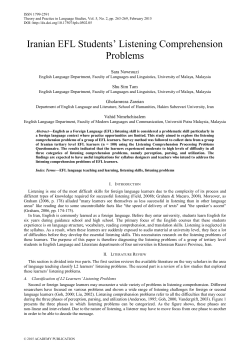 Iranian EFL Students` Listening Comprehension Problems