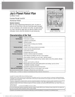 Joy`s Planet Patrol Plan - Houghton Mifflin Harcourt