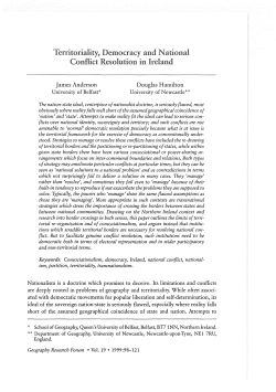 Territoriality, Democracy and National Conflict Resolution in Ireland