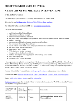 FROM WOUNDED KNEE TO SYRIA: A CENTURY OF U.S.