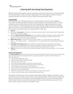 Listening Well and Asking Good Questions