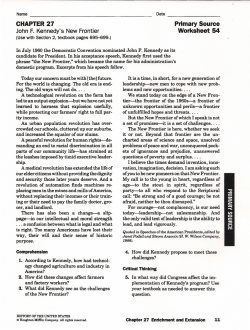 CHAPTER 27 John F. Kennedy`s New Frontier Primary Source