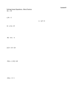 Lesson 8 Solving Linear Equations &ndash; More Practice 3b = -10 b =