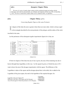 Arithmetica Logarithmica Chapter Thirty. [p.84.] Synopsis: Chapter