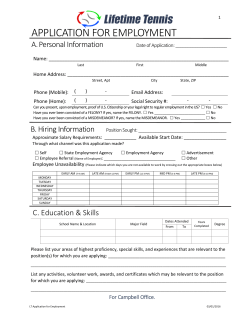 APPLICATION FOR EMPLOYMENT