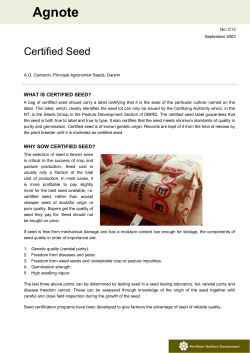 certified seed - Department of Primary Industry and Resources
