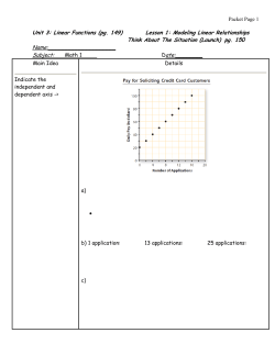 Packet Page 1 Unit 3: Linear Functions (pg. 149) Lesson 1
