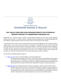 Gov. Malloy Signs New Laws Expanding Benefits For Veterans As
