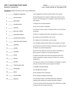 UNIT 7: SOLUTIONS STUDY GUIDE