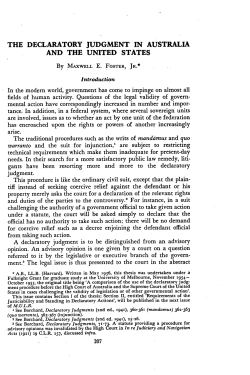 Foster, Maxwell E Jr --- "The Declaratory Judgment in Australia and
