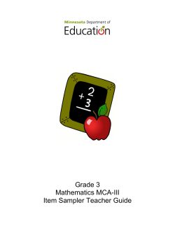 Grade 3 Mathematics MCA Item Sampler Teacher Guide