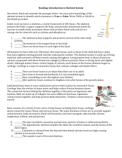 Reading: Introduction to Skeletal System Directions