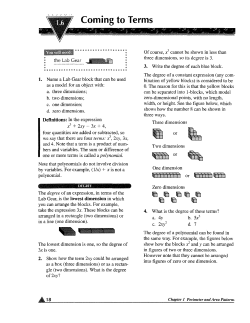 Coming to Terms - Math Education Page