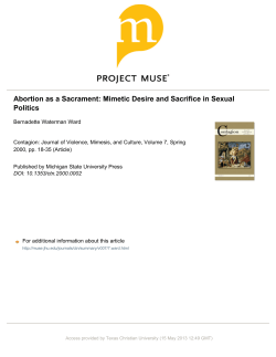Abortion as a Sacrament: Mimetic Desire and Sacrifice in Sexual