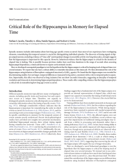 Critical Role of the Hippocampus in Memory for Elapsed Time