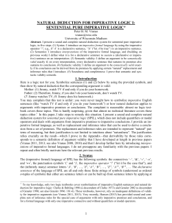natural deduction for imperative logic i: sentential pure