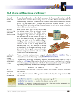 311 10.4 Chemical Reactions and Energy - District 196 e