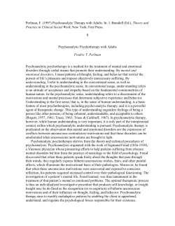 Psychoanalytic Therapy with Adults. In