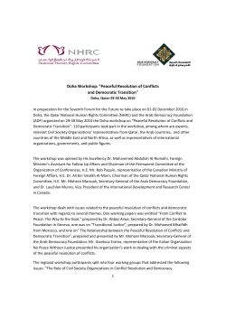 Peaceful Resolution of Conflicts and Democratic Transition
