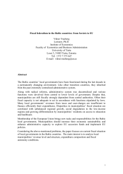 Fiscal federalism in the Baltic countries - SRE
