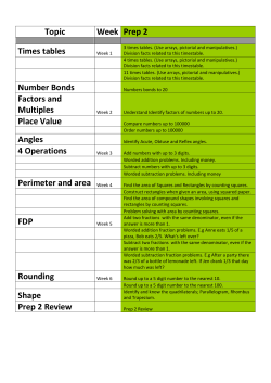 Topic Week Prep 2 Times tables Number Bonds Factors and