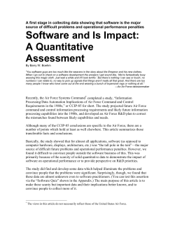 A first stage in collecting data showing that software is the major