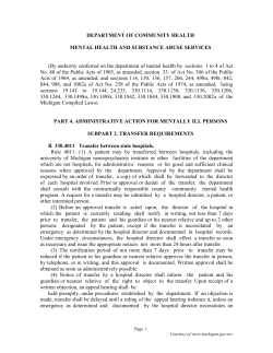 DEPARTMENT OF COMMUNITY HEALTH MENTAL HEALTH AND