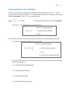 Compound Interest and e Worksheet