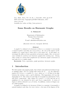 Some Results on Harmonic Graphs
