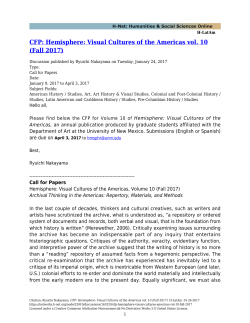 CFP: Hemisphere: Visual Cultures of the Americas vol. 10 (Fall 2017)