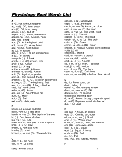 Physiology Root Words List