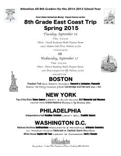 8th Grade East Coast Trip Spring 2015 BOSTON NEW YORK