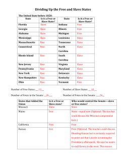 Dividing Up the Free and Slave States Key