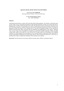 Agrarian reforms and the African Green Revolution Oluwatoyin Dare