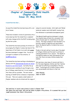 Chapter of Community Child Health Chapter Chat Issue 19, May 2015