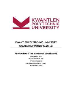 KPU Board Governance Manual - Kwantlen Polytechnic University