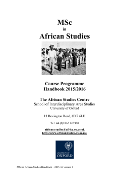 MSc in African Studies - WebLearn