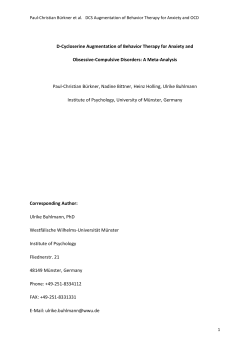 D-Cycloserine Augmentation of Behavior Therapy for Anxiety and