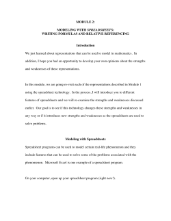 MODULE 2: MODELING WITH SPREADSHEETS: WRITING