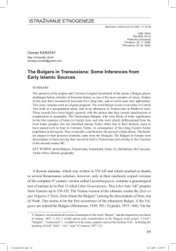 ISTRAŽIVANJE ETNOGENEZE The Bulgars in Transoxiana: Some