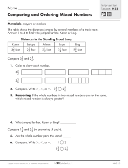 Comparing and Ordering Mixed Numbers