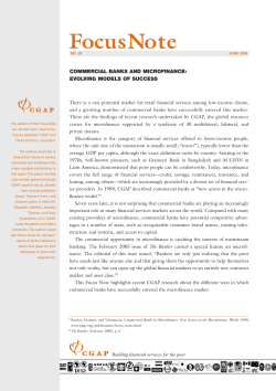 Commercial Banks and Microfinance: Evolving Models of