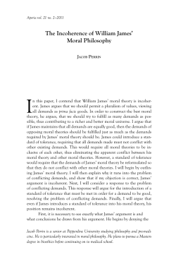 The Incoherence of William James` Moral Philosophy