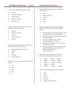CfE Higher Chemistry Unit1: Intermolecular Forces.