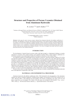 Structure and Properties of Porous Ceramics Obtained from