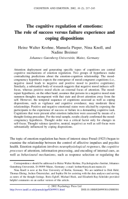 The cognitive regulation of emotions: The role of success versus