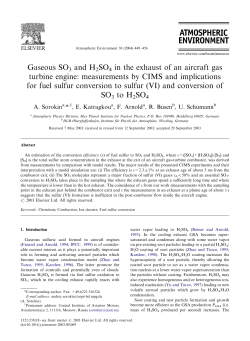 Gaseous SO3 and H2SO4 in the exhaust of an aircraft
