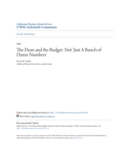 The Dean and the Budget: Not `Just A Bunch of Damn Numbers`