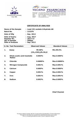 Lead (II) acetate trihydrate AR Batch No. : 215376 Date of Mfg